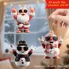 Boneco de Neve e Papai Noel de Desenho Animado Levantando as Mãos Pingente de Mochila de Carro de Acrílico 2D Decoração Pendente Adereços de Exibição