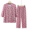 Ropa de verano para personas de mediana edad y mayores, camisa de seda helada para abuela, traje de verano para madre, conjunto fino de dos piezas, manga de siete puntos para anciana