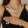 Set de Collar, Aretes y Pulsera de Venta Caliente Transfronterizo Europeo y Americano para Mujer Sensación de Alta Gama Novia Vestido de Novia Vestido de Gala Fiesta de Banquete Gota de Agua