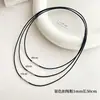 Collar Negro de Cuero Trenzado con Colgante Dorado para Mujer, Cordón de Cuero Pequeño con Colgante de Cadena para Hombre, Accesorios de Collar de Cordón de Cuero Encerado