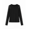 Outono 2026 Nova Blusa de Moletom Gola Redonda Manga Longa Feminina Camada Base Alta Elasticidade Slim Fit Versátil Top Camiseta