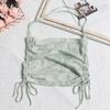 Real Shap Pescoço Suspenso Tubo Top Exterior Desgaste Camisole Tie-Dye Impresso Drawstring Lace-Up Mangas Curtas Backless Top 8629