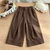 Traje de Niña con Estampado de Conejo de Dibujos Animados, Primavera y Otoño, Top de Manga Larga con Volantes, Pantalones de Pierna Ancha, Conjunto Dulce y Lindo de Dos Piezas