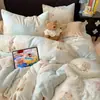 Nuevo juego de sábanas de invierno gruesas para niños, diseño de dibujos animados, terciopelo de leche, juego de cuatro piezas con faldón de cama, fabricante mayorista de dropshipping