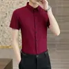 Entrada Nueva Verano 2023 Lujo Ligero Nueva Camisa de Manga Corta Plana Elástica Anti-Arrugas para Hombre