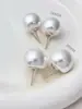 Brincos de tarracha de pérola grande em prata de lei S999 coloridos brincos da moda novo estilo 2026 joia de orelha sem furo na orelha clipes de orelha