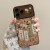 Texto estilo chino con cordón aplicable a funda de teléfono Apple 18pm iphone17 cuero plegable 16 retro 15 otoño invierno mujer