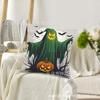 Almohada Popular de Halloween Temu Castillo de Calaveras Impreso Material de Lino Funda Decorativa para Almohada de Sofá de Halloween