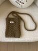 Corea del Sur Dongdaemun Otoño e Invierno Nuevo Huevo Bolsa para Teléfono de Casa Tejida a Mano Mezcla de Lana Bolso Cruzado Billetera de Punto para Mujer