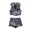 Ropa de Mujer Transfronteriza 2026 Estilo Europeo y Americano Moda Chaleco Bordado de Cuello en V Ajustado + Conjunto de Shorts para Mujer A37313/4
