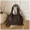 Bolsa de Exportação Transfronteiriça Bolsa Tote Feminina Grande Capacidade Transversal 2025 Nova Satchel de Ombro Retro Europeia e Americana Bolsa de Moda