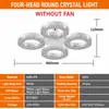 Lâmpada de ventilador de teto LED em forma de anel de estrela de cristal e27 silenciosa para uso interno