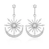 Pendientes de Moda Europeos y Americanos Diosa del Sol Estrella Luna Pedrería Pendientes Largos Elegantes Pendientes de Estilo Bohemio para Mujer