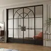 Portas Retrô Estilo Francês, Portas de Vidro de Aço Antigo, Portas Minimalistas com Design Ondulado, Portas de Vidro de Liga de Alumínio para Quarto, Feito Sob Medida