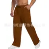 Calças Casuais de Verão Masculinas para Uso Externo Cor Sólida Moda Esportiva Versátil Cordão Calças Largas Tendência Em Estoque