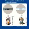 Plug de Pó para Celular Cruzado 2D Plano de Acrílico Ornamento Tipo Pingente de Gato Fofo Interface Oval Tipo-C Desenho Animado