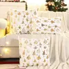 Funda de Almohada Navideña Transfronteriza de Comercio Exterior con Estampado Dorado, Árbol de Navidad y Copo de Nieve de Peluche, Decoración para Fiesta Navideña, Dropshipping