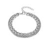 Pulseira de quilha de aço titânio Fukui pulseira multi-camada dupla linha hip hop estilo design dupla camada cadeia de jóias dois acessórios homens