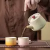 Juego de té degradado, un juego de cuatro tazas, una caja de regalo de alta gama, una tetera con asa, un regalo de empresa para clientes y empleados, un regalo de juego de té