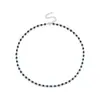 Colar de Prata 925 Ágata Negra Natural Corrente de Contas Versátil Moda Camadas Diárias Minimalista Unissex Design de Nicho