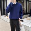 Suéter de Punto con Cuello en V Estilo Americano Harajuku Transfronterizo para Hombre, Moderno, Relajado, Tendencia, Artístico, Sencillo, Ins, Estilo Japonés, Versátil, Popular