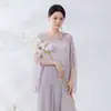 Elegante cubre de danza de gasa holgado con mangas tipo pétalo para mujer, cuello redondo, conjunto de atuendo ligero y fluido para actuación de danza clásica