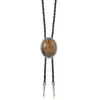 Corbata de Bolo Estilo Indio Vintage con Patrón de Piedra, Corbata de Bolo Grabada de Aleación de Plata Envejecida, Corbata Única y Distintiva