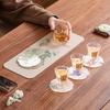 Posavasos Colección de Flores y Hierba Pad Aislante Chino Bandeja de Té Posavasos de Té Tela de Doble Cara Impermeable Alfombrilla Antideslizante Accesorios para Ceremonia del Té en Casa