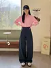 Pantalones de traje de mujer de alta gama a la moda con botones ocultos, nuevos estilos de primavera y otoño, adelgazantes, fluidos, de cintura alta, corte holgado, versión estrecha, pantalones de pierna ancha