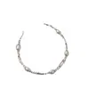 Pulsera de plata de ley S925 con perla de agua dulce natural de bambú destrozada, pulsera de nicho de lujo ligera para mujer, joyería de plata