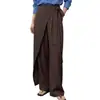 Moda Outono Inicial 2026 Simples de Cintura Alta com Detalhe de Amarração Wide-Leg Versátil Casual Calças Novo Estilo Atacado