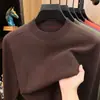 Camisa base de mezcla de lana de oveja, cachemira y seda para hombre, otoño e invierno, suéter de cuello redondo para hombre, ropa casual multicolor para hombre al por mayor