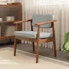 Cadeira de jantar estofada em madeira maciça nórdica Poltrona casual japonesa com encosto Cadeira confortável para mesa de estudo Cadeira para maquiagem Cadeira para mesa de jantar