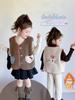 Colete de Lã para Meninas Outono e Inverno Novo Estilo Bebê Menina Estilo Desenho Animado Jaqueta Colete Infantil Casual Quente Inverno