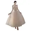 Vestido de Malla con Tirantes Estilo Francés y Cintura Ceñida, Vestido Largo de Princesa Súper de Hadas, Vestido Romántico Juvenil y Dulce con Volantes