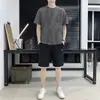 Traje Deportivo de Verano para Hombre Tendencia Camiseta Fina de Manga Corta Pantalones Cortos Ropa de Hombre Combinación Atractivo Conjunto de Dos Piezas