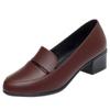 Zapatos de Madre de Suela Blanda de Cuero Suave 2025 Primavera y Otoño Nuevos Zapatos de Cuero para Mujer con Tacones Gruesos, Flats Cómodos, Zapatos Versátiles para Mujeres de Mediana Edad y Mayores