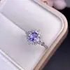 ¡Anillo de Tanzanita Natural! ¡Hermoso Color Morado, Completamente Limpio e Impecable, Montado Expertamente en Plata 925! Piedra Principal 5*7mm