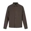 Yidao Vintage 2026 Outono Nova Camisa Masculina de Mistura de Linho com Manga Longa Estilo Retro Americano Cor Sólida Casual