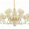 Lustre para sala de estar, lâmpada de cristal galvanizado em ferro forjado, estilo europeu moderno simples de alta qualidade, adequado para hotel, restaurante, saguão e iluminação principal de quarto