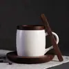 Caneca Grande de Café Cerâmica com Porta-Caneca de Noz Tampa Colher para Mexer Caixa de Presente Logotipo Personalizado Presente