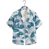 Camisa Floral Artística Harajuku de Manga Corta para Vacaciones de Verano en la Playa Festival de Salpicaduras de Agua de Tailandia Yunnan Estilo Hawaiano Unisex