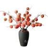 Alta qualidade Frost Persimmon Fruit Artificial Flower Single Branch Decoração de Ano Novo Flor Falsa Grande Ramo Fruta Sala de Estar Mesa de Jantar Enfeites