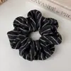 Lazo para el pelo de punto de lana con rayas diagonales en bloque de color, elegante y versátil, de alta gama, con textura, para Otoño/Invierno, accesorio para el pelo tipo anillo de intestino grueso