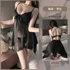 2026 Nueva Lencería Sexy para Mujer, Vestido Camisola con Tiras de Malla que No Hay que Quitarse, Transparente con Copas en el Pecho, Pijama de Encaje, Chica Linda