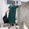 Vestido Extra Longo Manga Curta Primavera Verão Estilo Preguiçoso Influenciador Coreano Vestido de Temperamento Solto Tamanho Grande Roupas Femininas Camiseta Longa Roupa de Casa