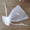Bolsa de gasa fruncida de varios tamaños, bolsa de gasa blanca de alta densidad, bolsa de gasa para regalo de joyería, bolsa de caramelos de organza