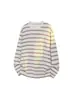 Chegada Nova Outono 2026 Estilo Hong Kong Branco Tamanho Grande Listrado Gola Redonda Camiseta M-5X HT26727-Especial P26