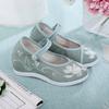 Novos Sapatos de Tecido Old Beijing Luoying com Aumento Interno e Bico Redondo para Mulheres com Sapatos Bordados de Salto Alto e Solado Grosso da Dinastia Han