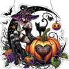 Decoración de Halloween Popular Transfronteriza Linterna de Calabaza Guirnalda de Esqueleto Colgante de Disco Acrílico Decoración de Ventana Decoración de Letrero de Porche